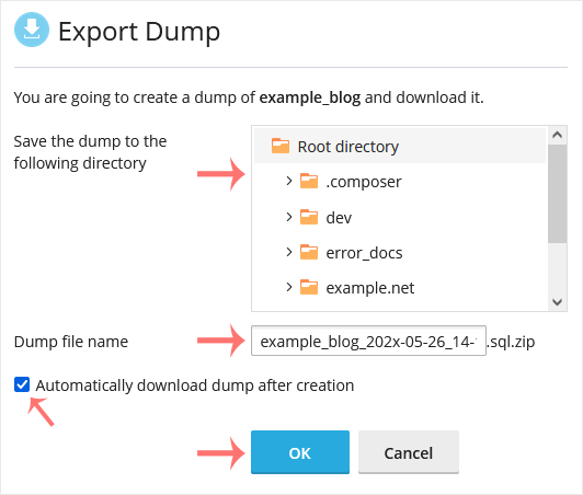 Automatically download dump