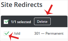 Site redirects delete tab