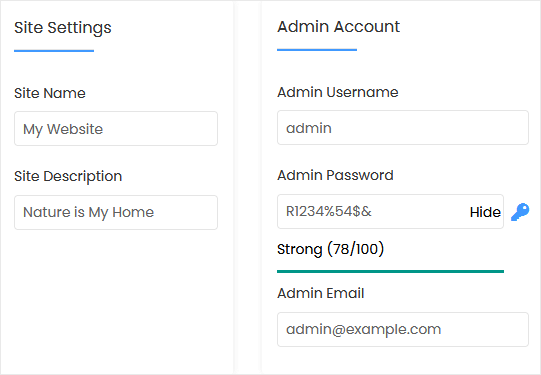 Admin account