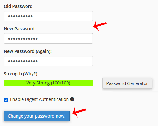 Password changing view