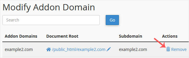 Modify Addon Domain