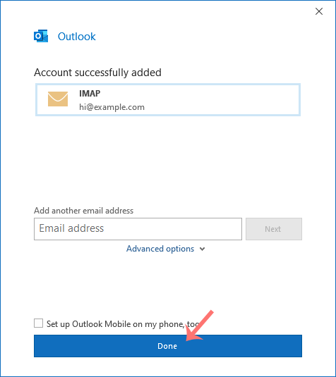 Outlook 2019 email set up