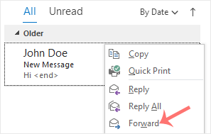 Outlook 2019 forward email