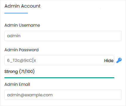 Admin account